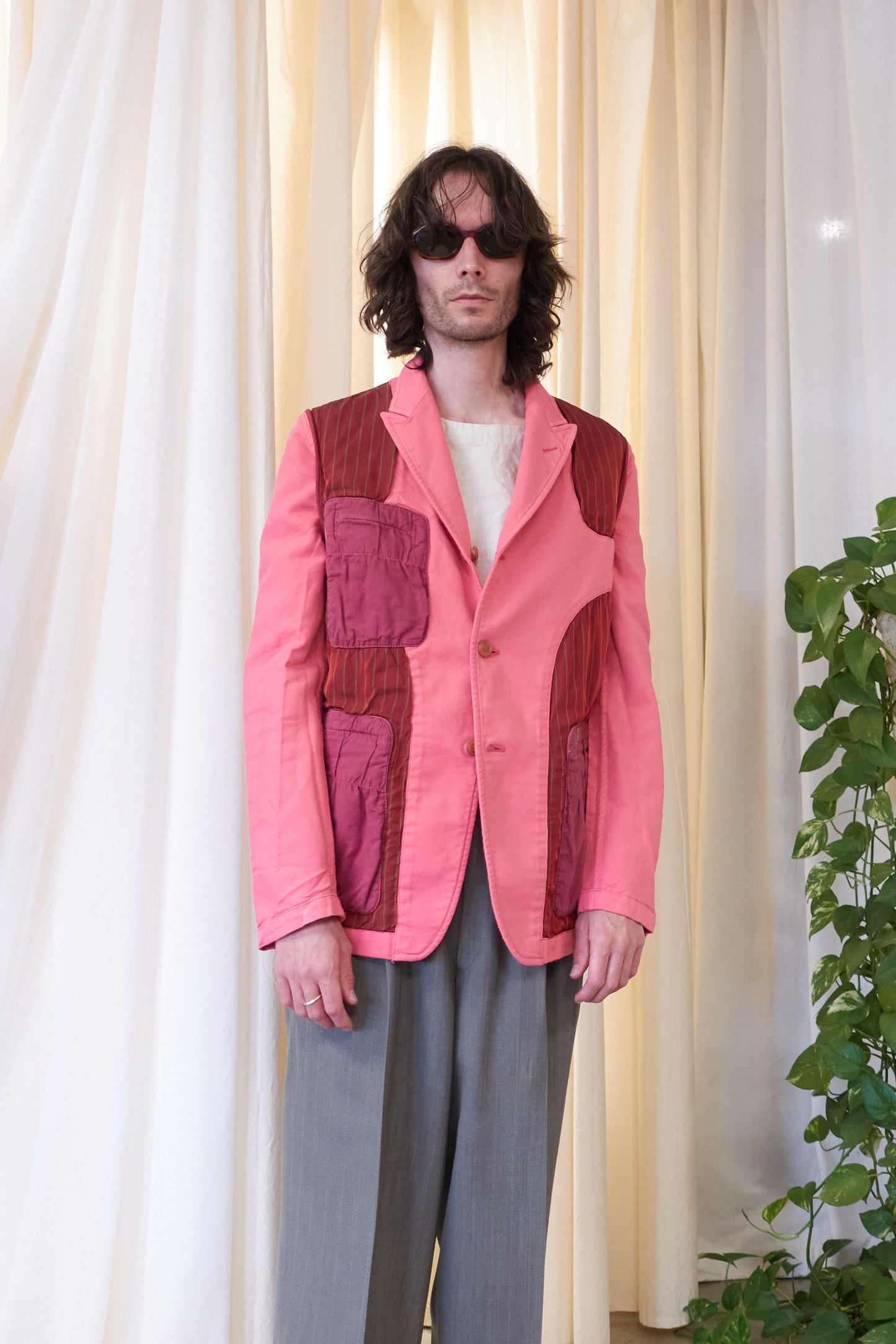 Comme des Garcons Homme reversible deconstructed pink blazer