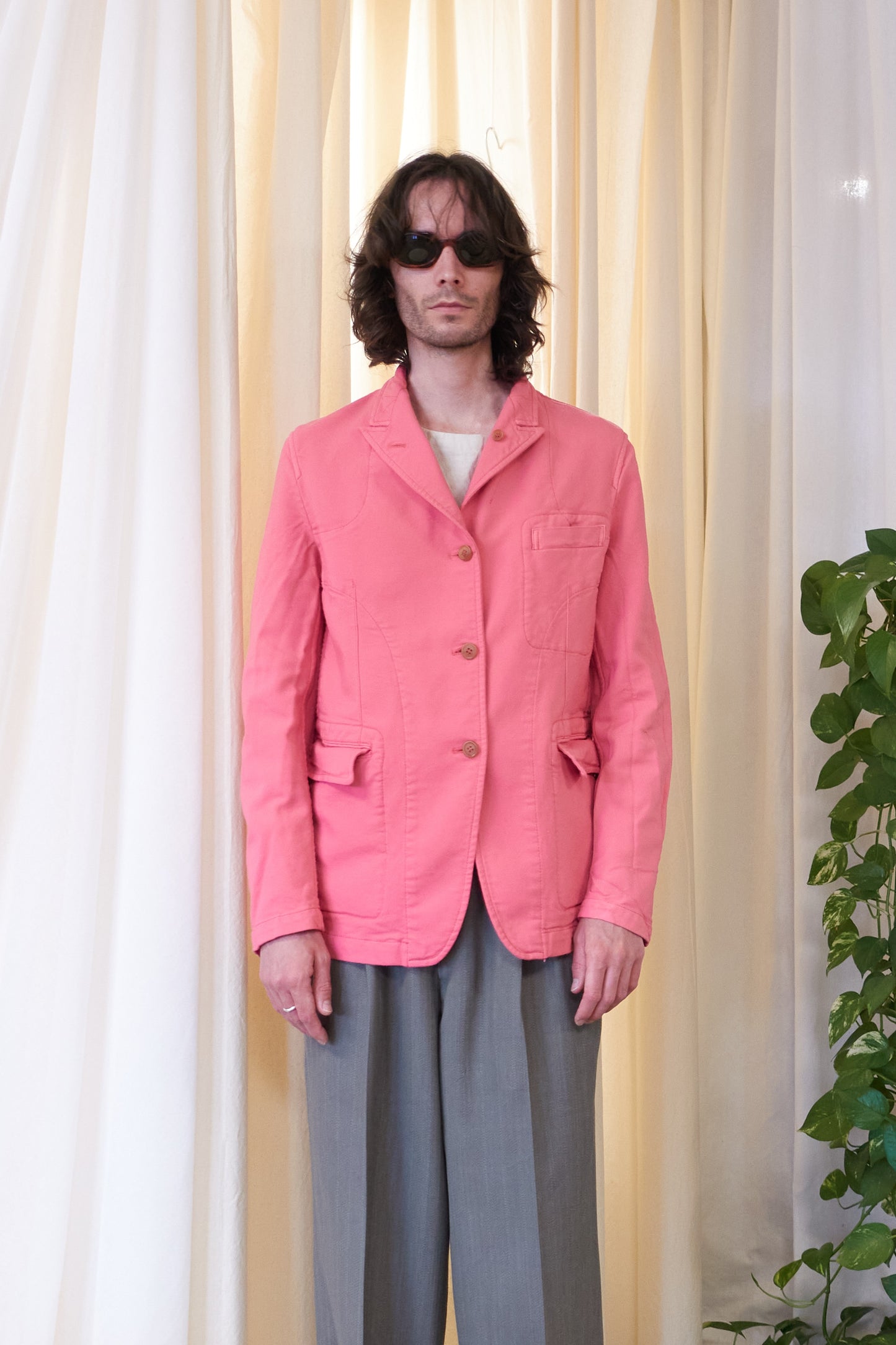 Comme des Garcons Homme reversible deconstructed pink blazer