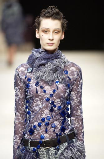 Issey Miyake 2003 twisted mesh print top